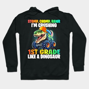 1St Grade Dinosaur Monster Truck Back To School First Day Hoodie